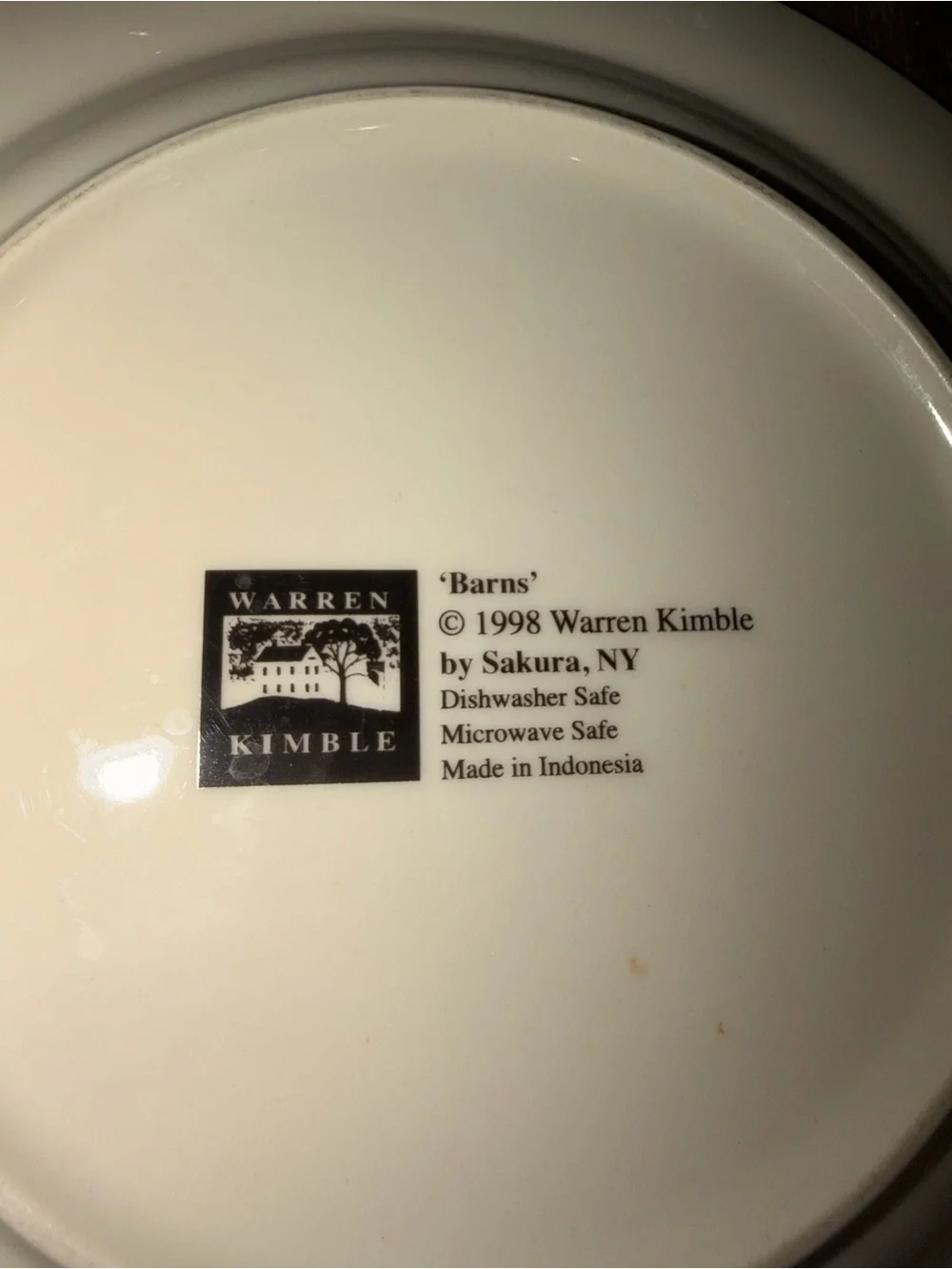 “Barns” Certified Warren Kimble 1998 Barn Dinner Plates Set of 3 Sakura NY USA